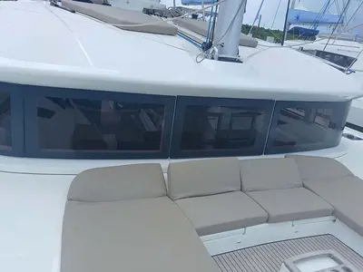 Deck of Sapphire Seas , a Lagoon 51 catamaran at Central Abaco, Bahamas