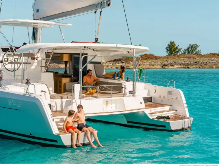 Exterior view of Aventura, a Lagoon 42 catamaran at Road Town, British Virgin Islands