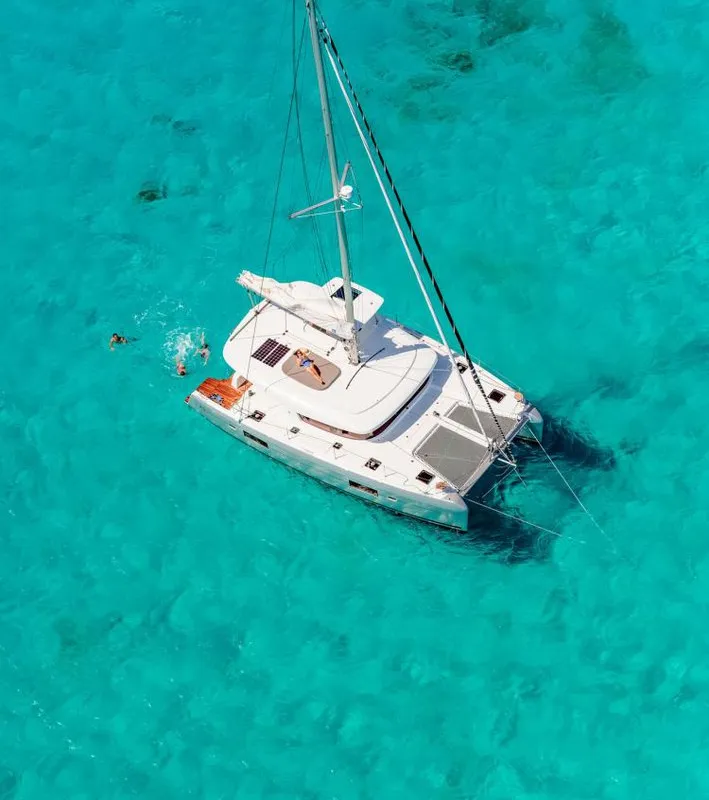 Exterior view of Aventura, a Lagoon 42 catamaran at Road Town, British Virgin Islands