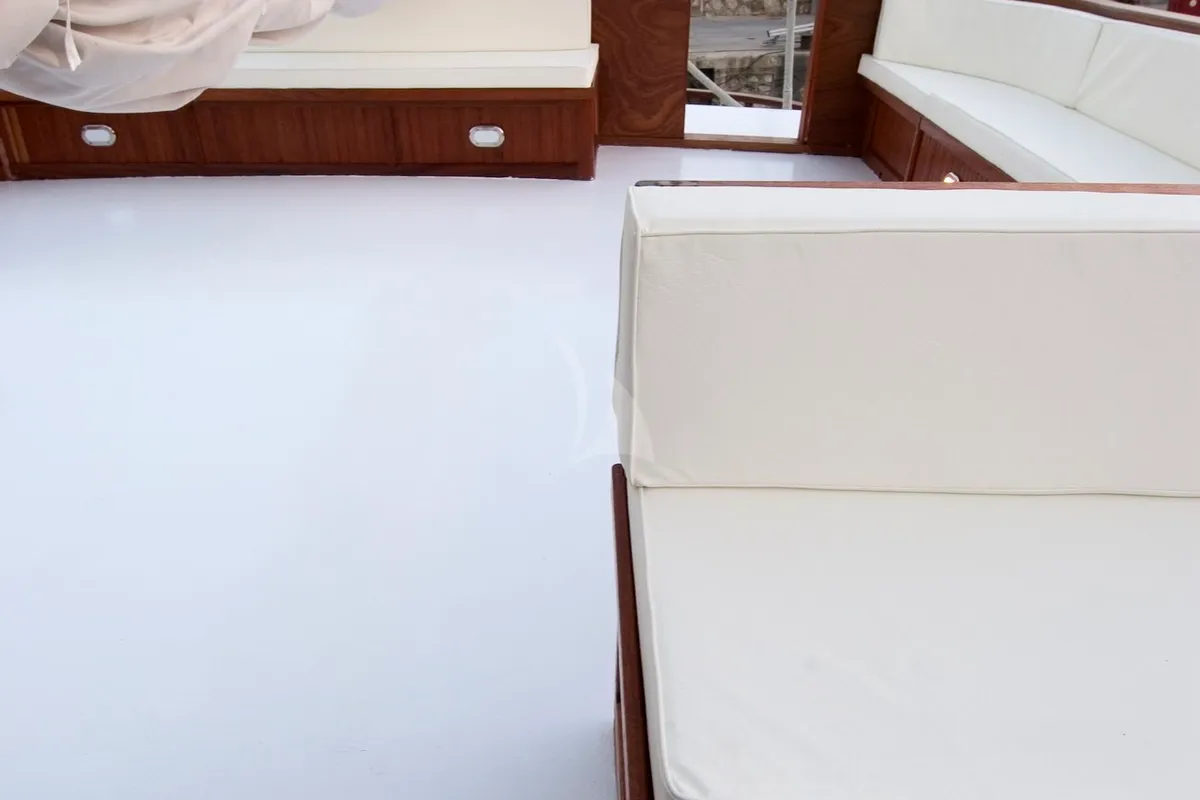 Deck of Matina, a Gulet Motor sailer motor yacht at Athens, Greece