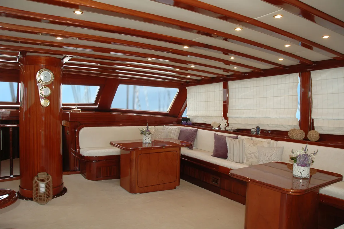 Salon of Matina, a Gulet Motor sailer motor yacht at Athens, Greece