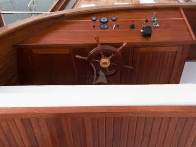 Cockpit of Matina, a Gulet Motor sailer motor yacht at Athens, Greece