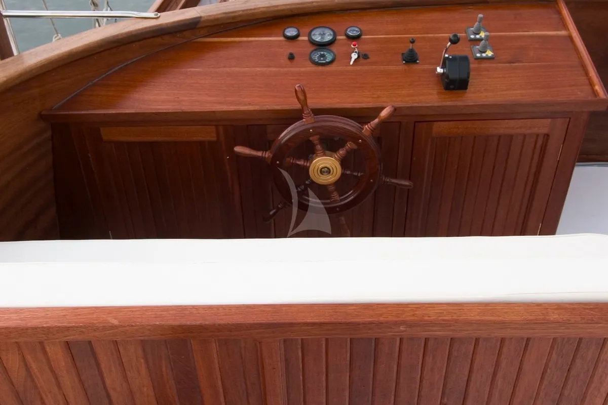 Cockpit of Matina, a Gulet Motor sailer motor yacht at Athens, Greece