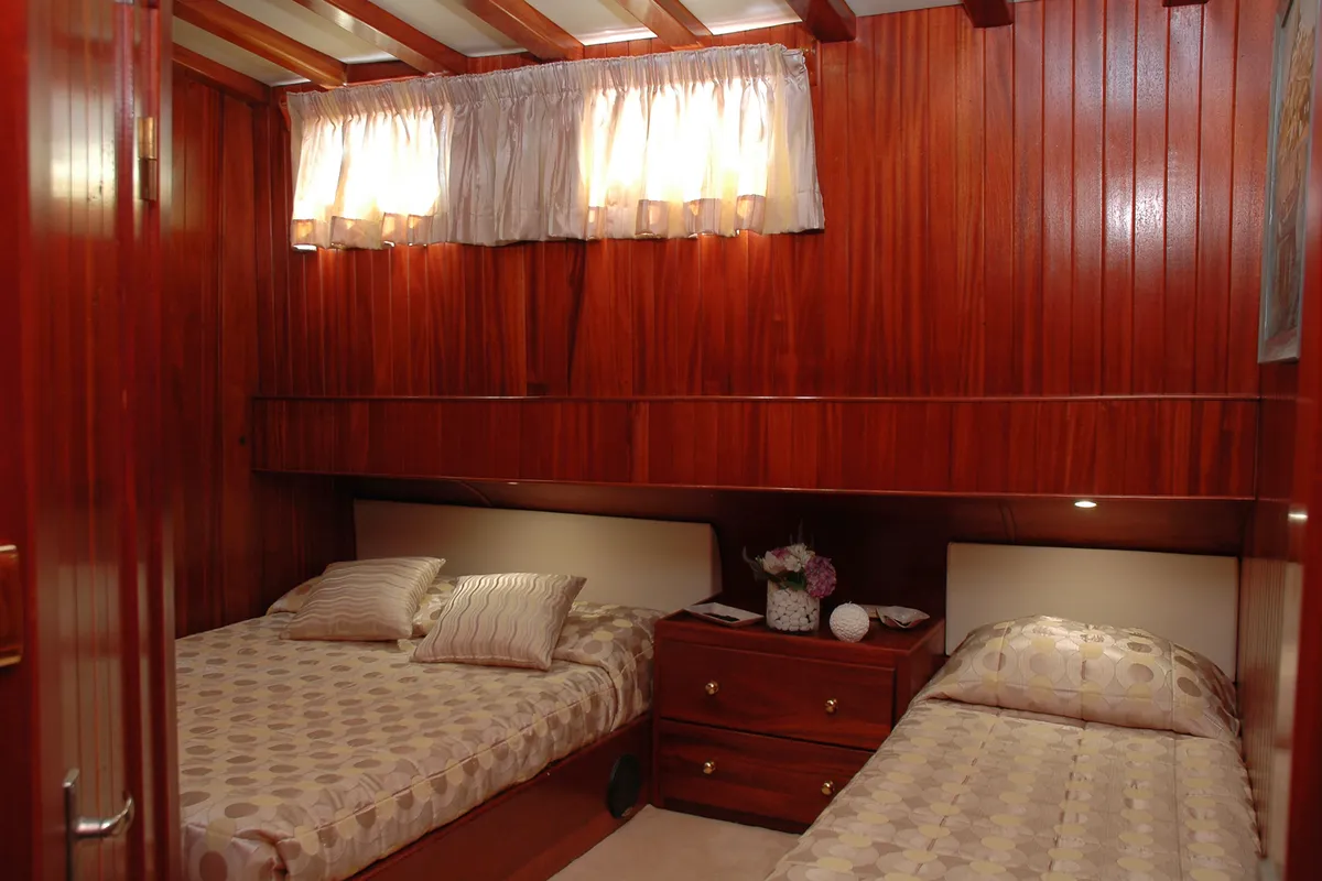Cabin on Matina, a Gulet Motor sailer motor yacht at Athens, Greece