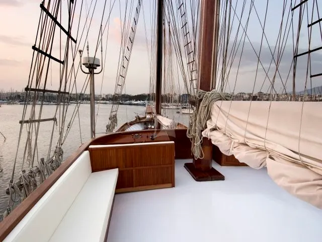 Deck of Matina, a Gulet Motor sailer motor yacht at Athens, Greece
