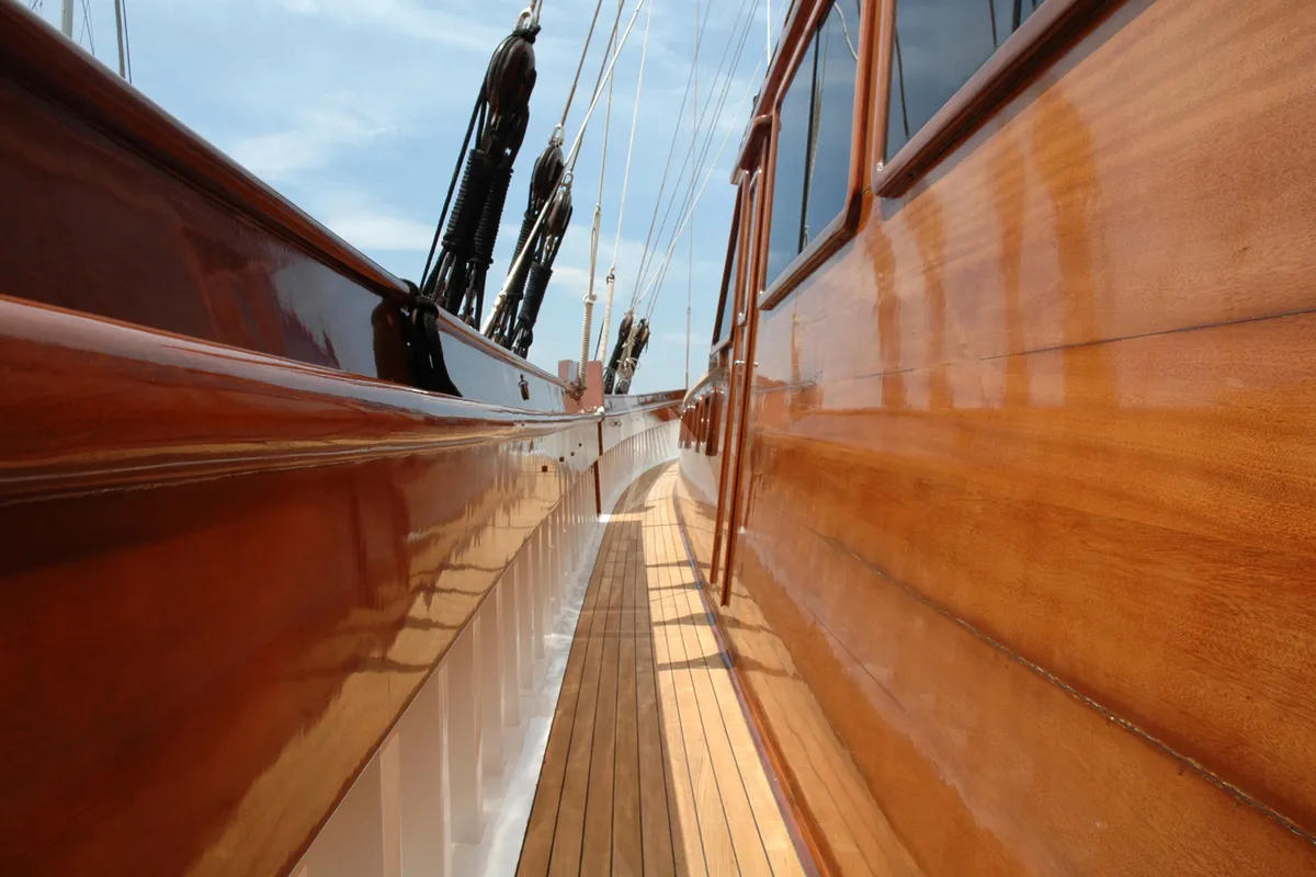 Deck of Matina, a Gulet Motor sailer motor yacht at Athens, Greece