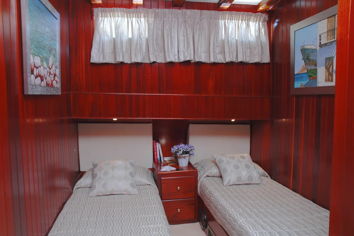 Cabin on Matina, a Gulet Motor sailer motor yacht at Athens, Greece