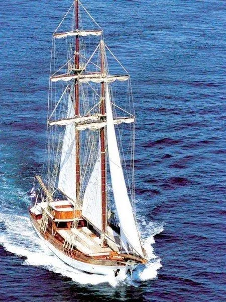 Exterior view of Matina, a Gulet Motor sailer motor yacht at Athens, Greece