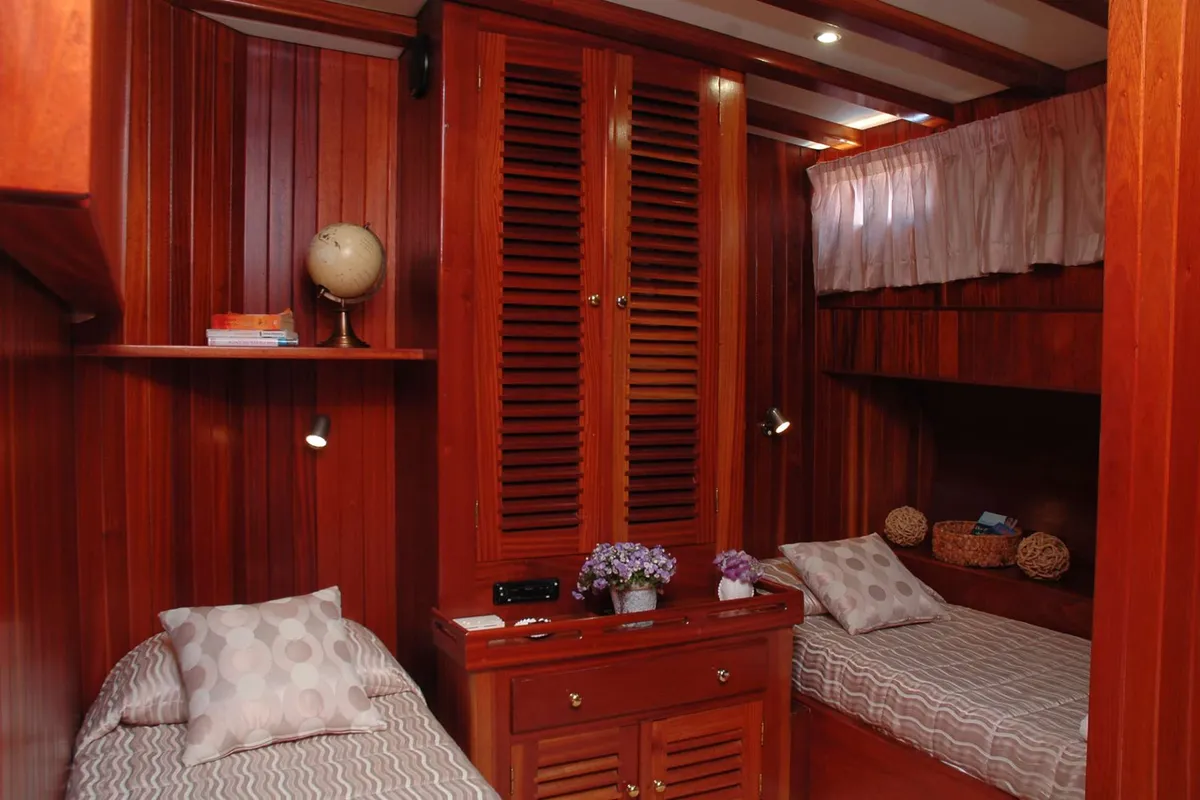 Cabin on Matina, a Gulet Motor sailer motor yacht at Athens, Greece