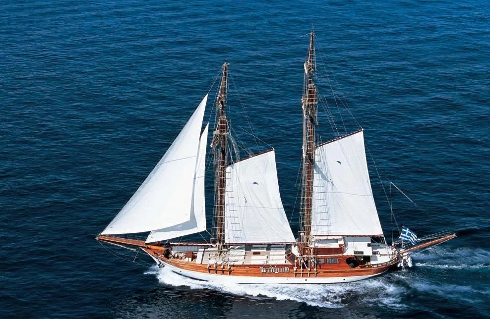 Exterior view of Matina, a Gulet Motor sailer motor yacht at Athens, Greece