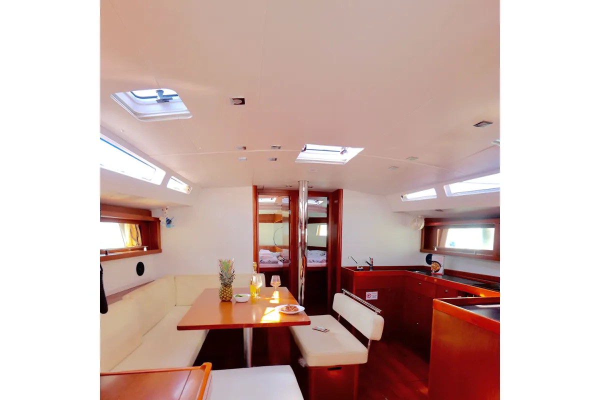 Salon of Lastovo, a Beneteau Oceanis 48 sailboat at Grad Kaštela, Croatia