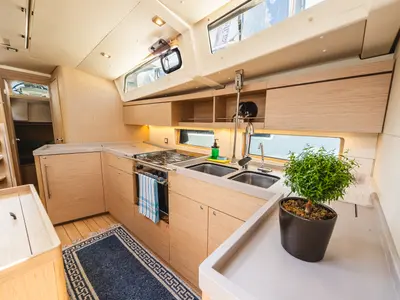 Galley of Ellaida, a Beneteau Oceanis 46.1 sailboat at Municipal Unit of Lefkada, Greece