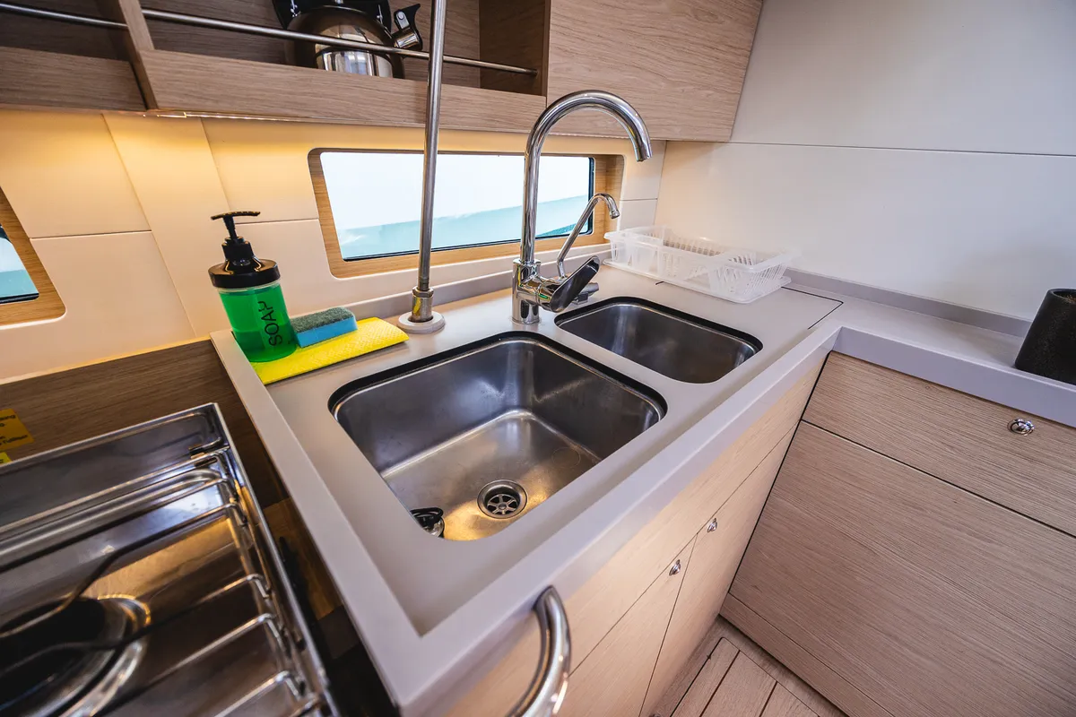 Galley of Ellaida, a Beneteau Oceanis 46.1 sailboat at Municipal Unit of Lefkada, Greece