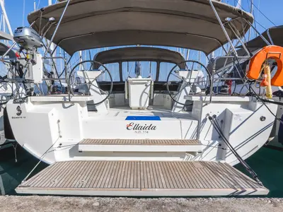Deck of Ellaida, a Beneteau Oceanis 46.1 sailboat at Municipal Unit of Lefkada, Greece