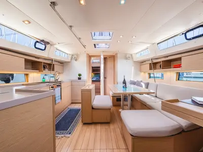 Salon of Ellaida, a Beneteau Oceanis 46.1 sailboat at Municipal Unit of Lefkada, Greece