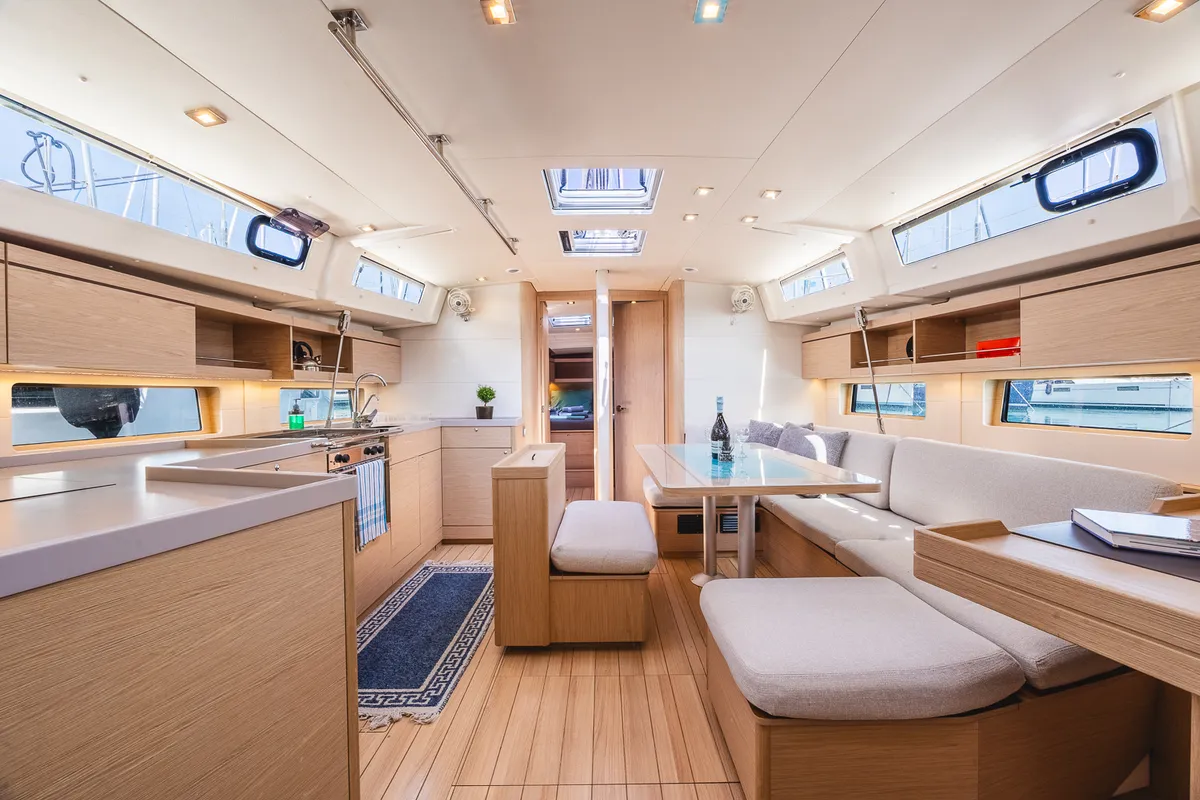 Salon of Ellaida, a Beneteau Oceanis 46.1 sailboat at Municipal Unit of Lefkada, Greece