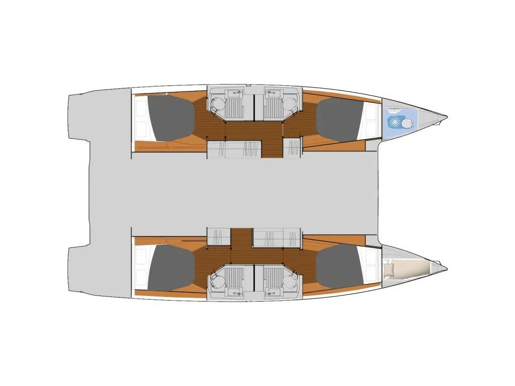 Cicada, a Fountaine Pajot Astrea 42 catamaran at Lavrion, Greece