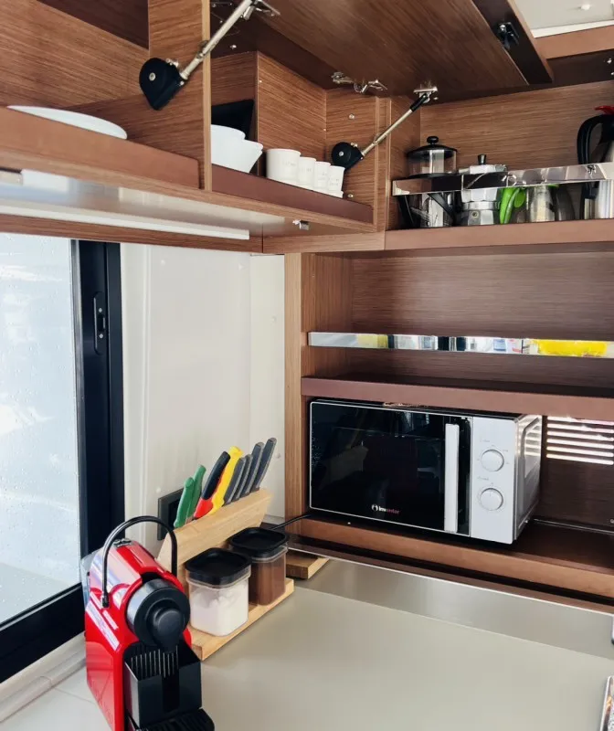 Galley of Our Dream, a Lagoon 46 catamaran at Palairos, Greece