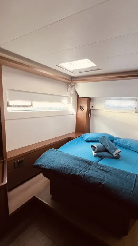 Cabin on Our Dream, a Lagoon 46 catamaran at Palairos, Greece