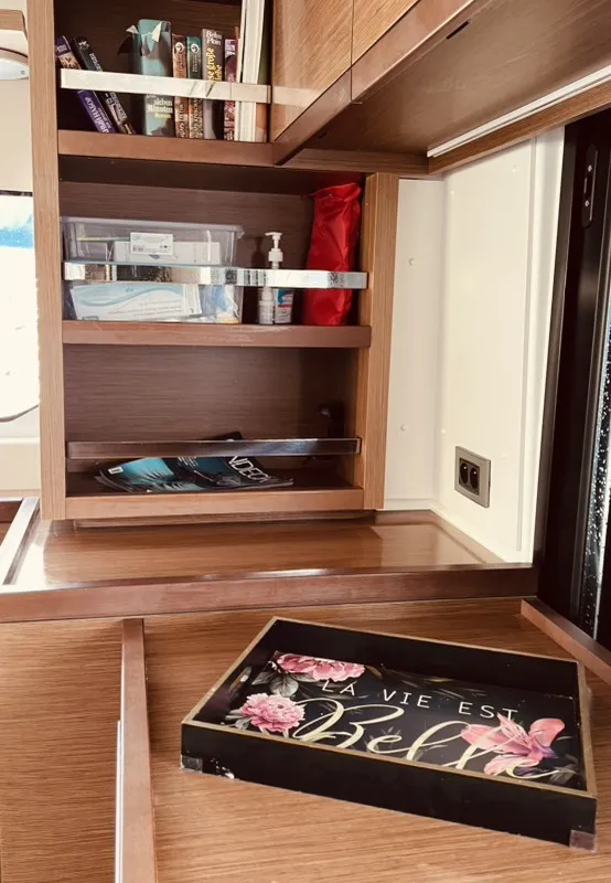 Salon of Our Dream, a Lagoon 46 catamaran at Palairos, Greece