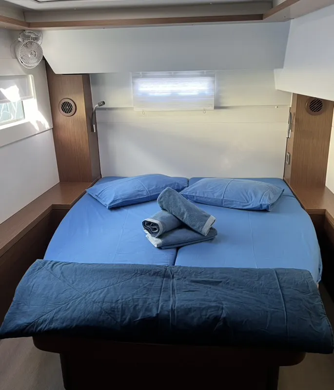 Cabin on Our Dream, a Lagoon 46 catamaran at Palairos, Greece