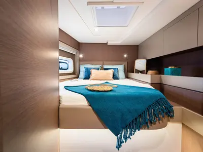 Cabin on THOBABEN, a Bali 4.6 catamaran at Central Abaco, Bahamas