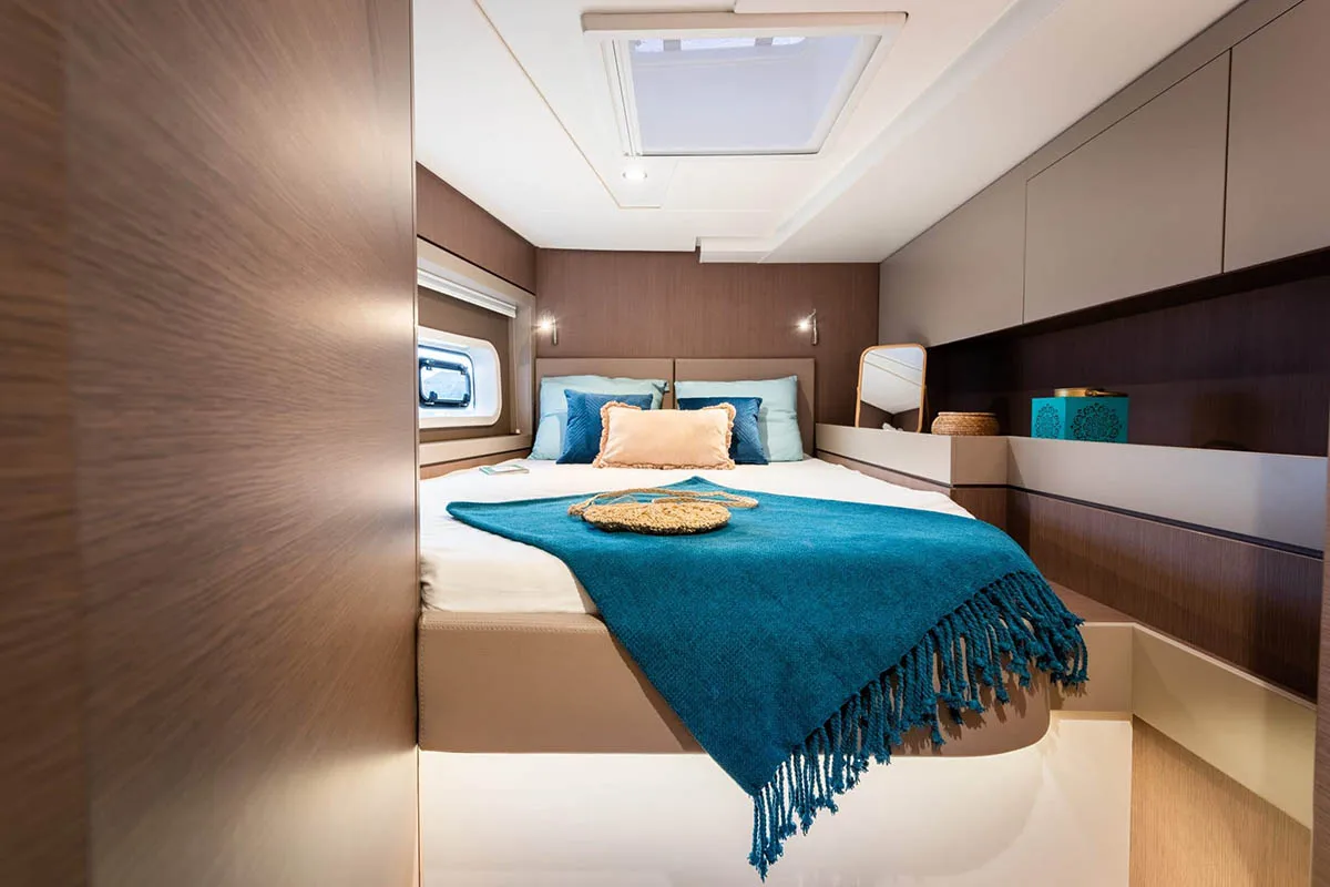 Cabin on THOBABEN, a Bali 4.6 catamaran at Central Abaco, Bahamas
