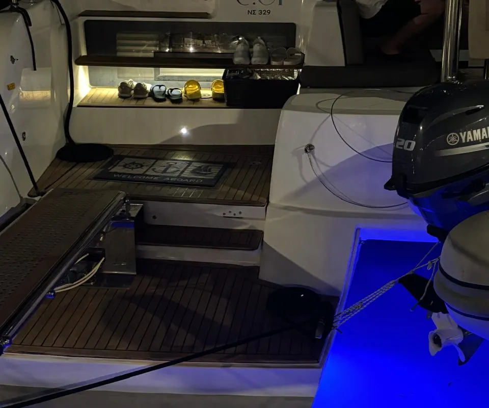 Deck of CEL, a Lagoon 50 catamaran at Piraeus, Greece
