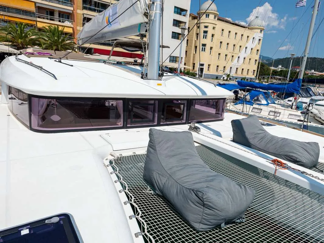 Deck of Astro, a Lagoon 400 S2 catamaran at Volos, Greece