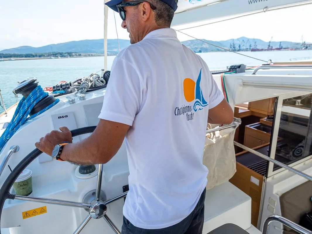 Cockpit of Astro, a Lagoon 400 S2 catamaran at Volos, Greece