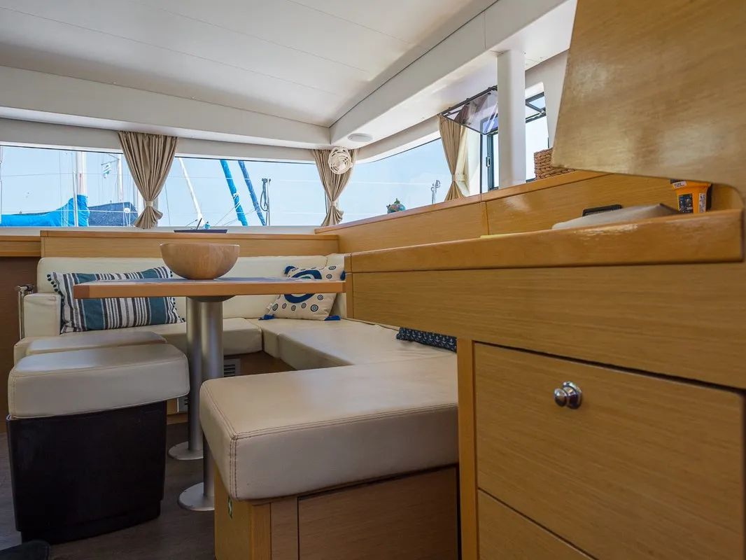Salon of Astro, a Lagoon 400 S2 catamaran at Volos, Greece