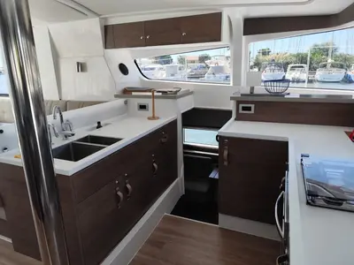 Galley of FIMA, a Bali 4.2 catamaran at Hyères, France