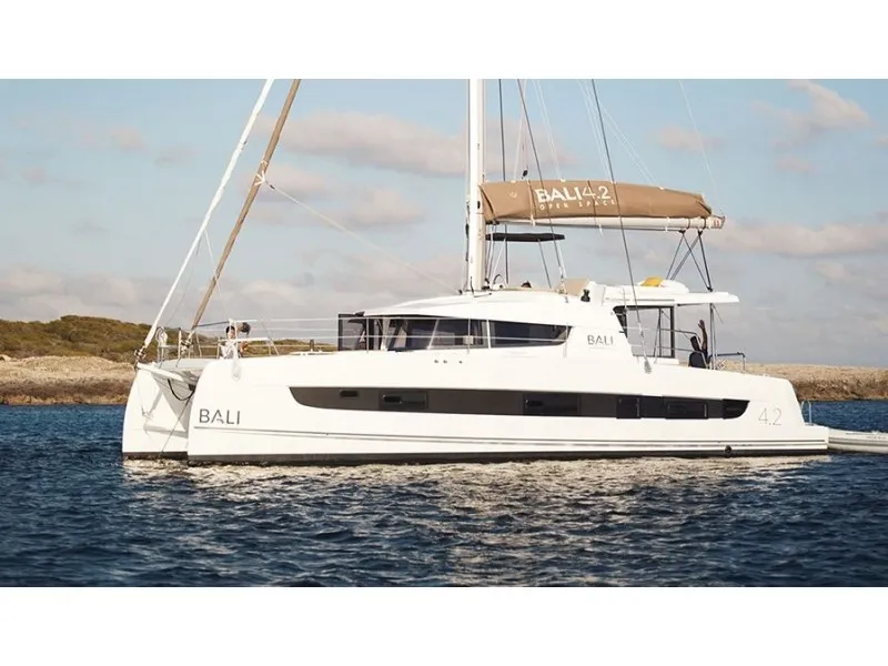 Exterior view of FIMA, a Bali 4.2 catamaran at Hyères, France