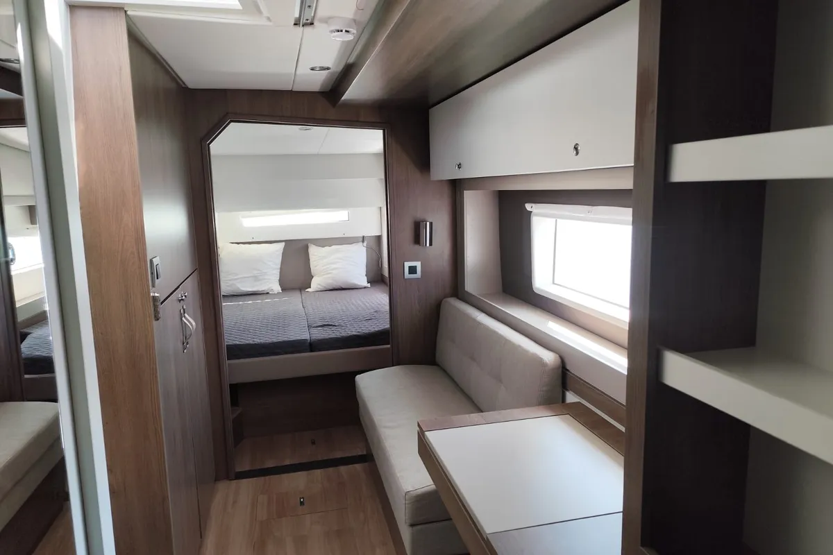 Cabin on FIMA, a Bali 4.2 catamaran at Hyères, France