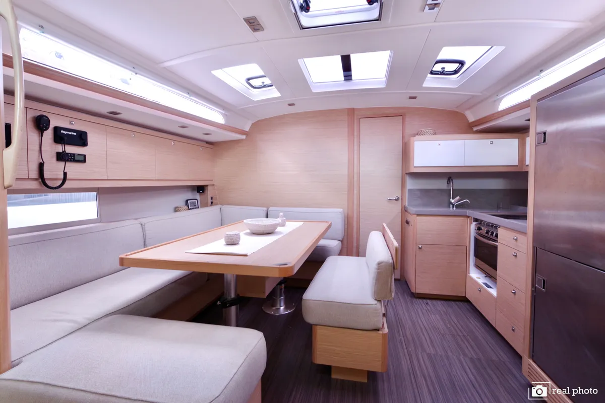 Salon of Lucia, a Dufour 470 sailboat at Puntone di Scarlino, Italy