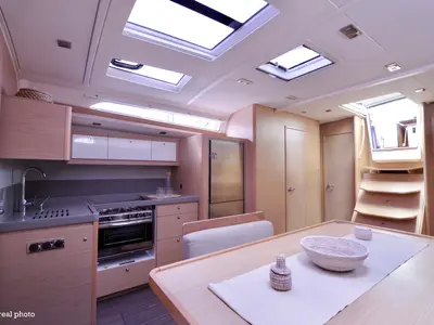 Galley of Lucia, a Dufour 470 sailboat at Puntone di Scarlino, Italy