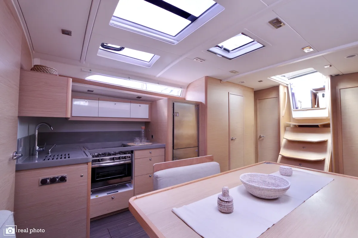 Galley of Lucia, a Dufour 470 sailboat at Puntone di Scarlino, Italy