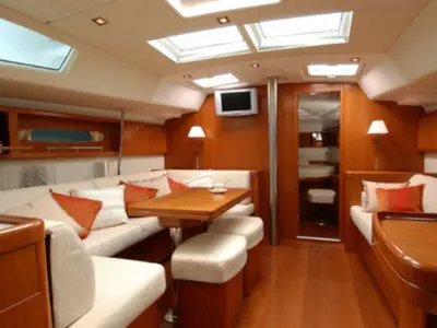 Salon of Sea Walks, a Beneteau Cyclades 50.5 sailboat at Salamina Municipal Unit, Greece