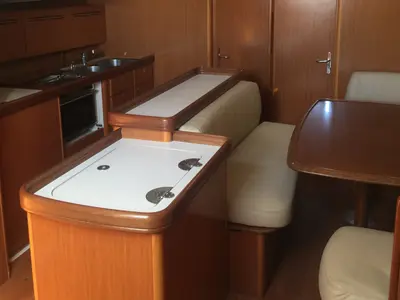 Galley of Sea Walks, a Beneteau Cyclades 50.5 sailboat at Salamina Municipal Unit, Greece