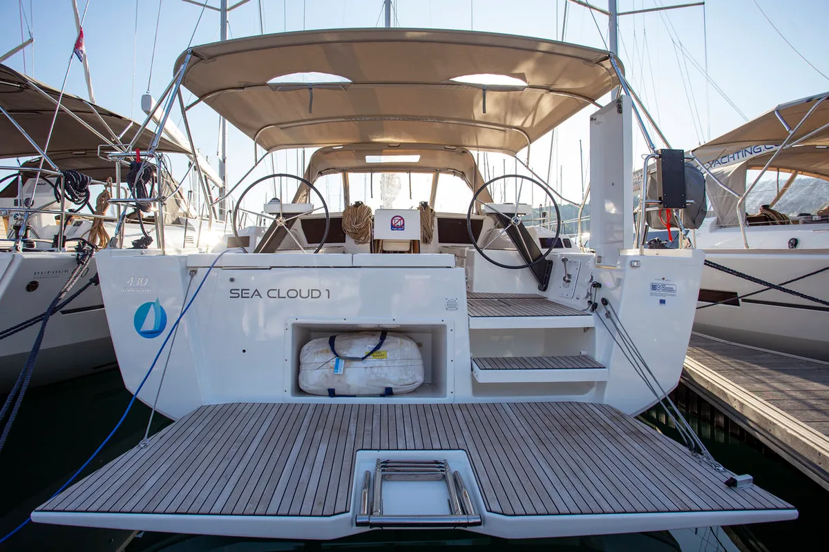 Exterior view of Sea Cloud 1, a Dufour 430 GL sailboat at Grad Pula, Croatia