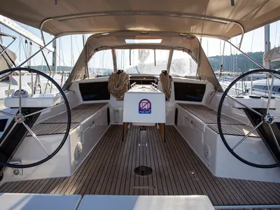 Cockpit of Sea Cloud 1, a Dufour 430 GL sailboat at Grad Pula, Croatia