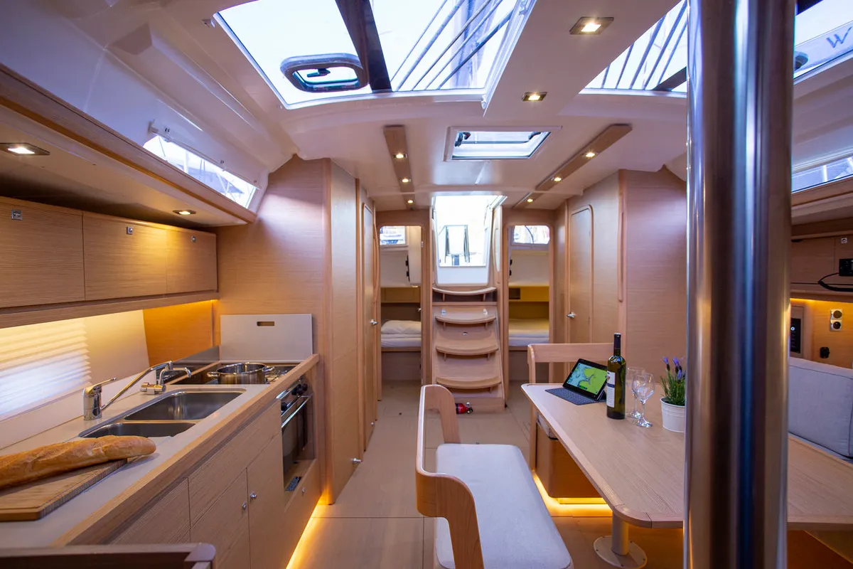 Salon of Sea Cloud 1, a Dufour 430 GL sailboat at Grad Pula, Croatia