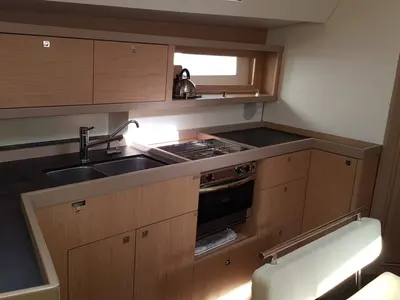 Galley of Senza Regole, a Beneteau Oceanis 45 sailboat at Tonnarella, Italy