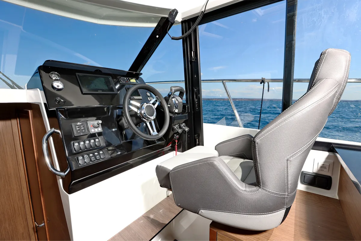 Cockpit of Pepa, a Jeanneau Merry Fisher 1095 motorboat at Zadar, Croatia
