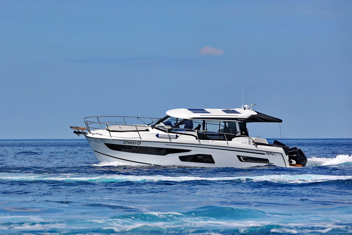 Exterior view of Pepa, a Jeanneau Merry Fisher 1095 motorboat at Zadar, Croatia