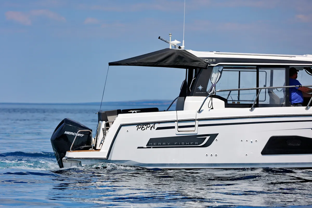 Exterior view of Pepa, a Jeanneau Merry Fisher 1095 motorboat at Zadar, Croatia