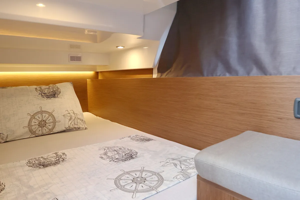 Cabin on Pepa, a Jeanneau Merry Fisher 1095 motorboat at Zadar, Croatia