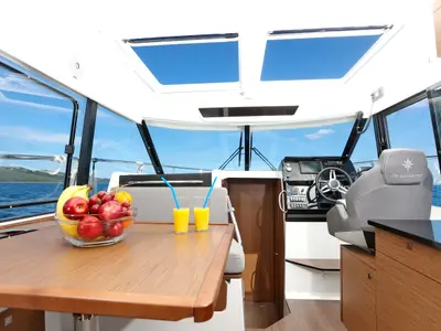 Salon of Pepa, a Jeanneau Merry Fisher 1095 motorboat at Zadar, Croatia