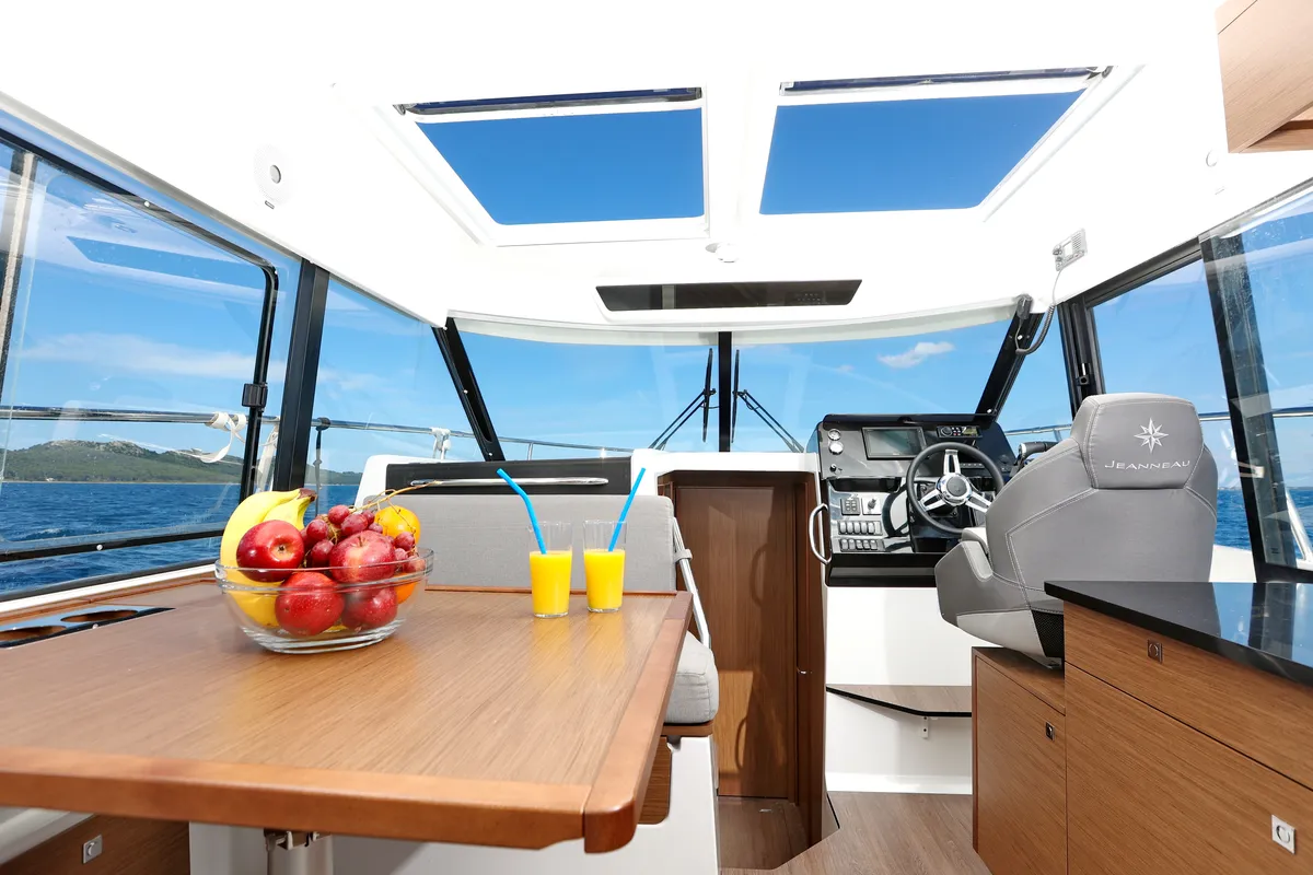 Salon of Pepa, a Jeanneau Merry Fisher 1095 motorboat at Zadar, Croatia