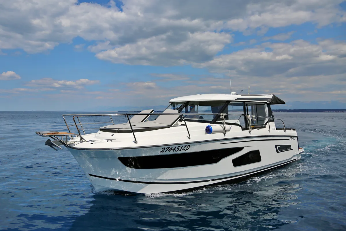 Exterior view of Pepa, a Jeanneau Merry Fisher 1095 motorboat at Zadar, Croatia